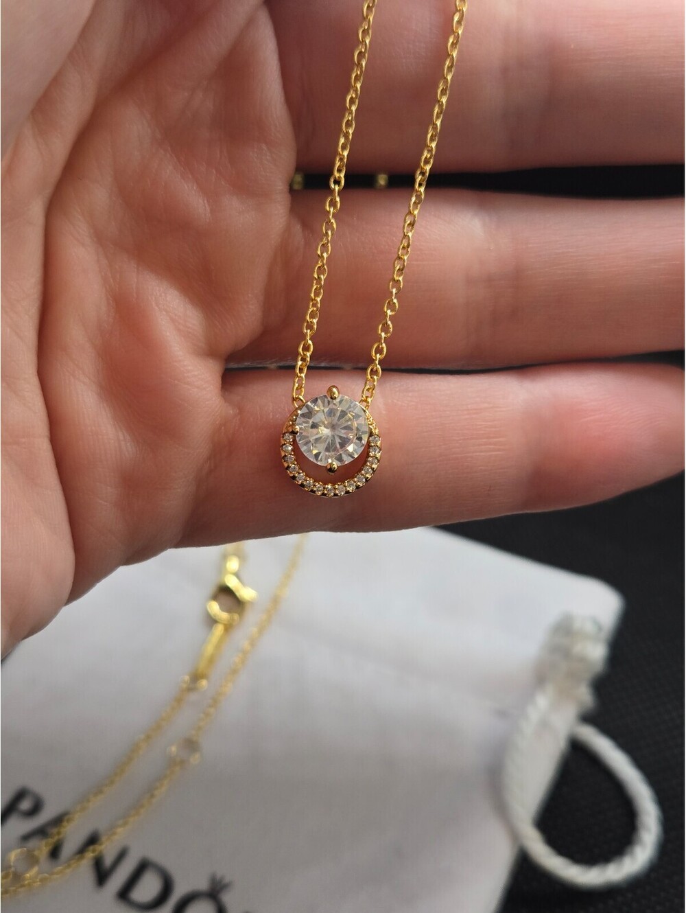 ALE MET gold plated necklace cubic zirconia pandora